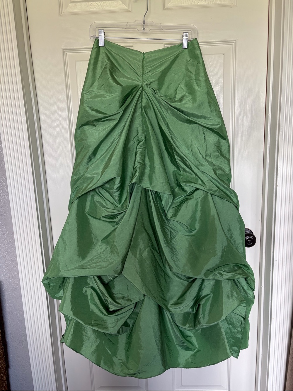 David's Bridal Green Tiered Taffeta A-Line Skirt